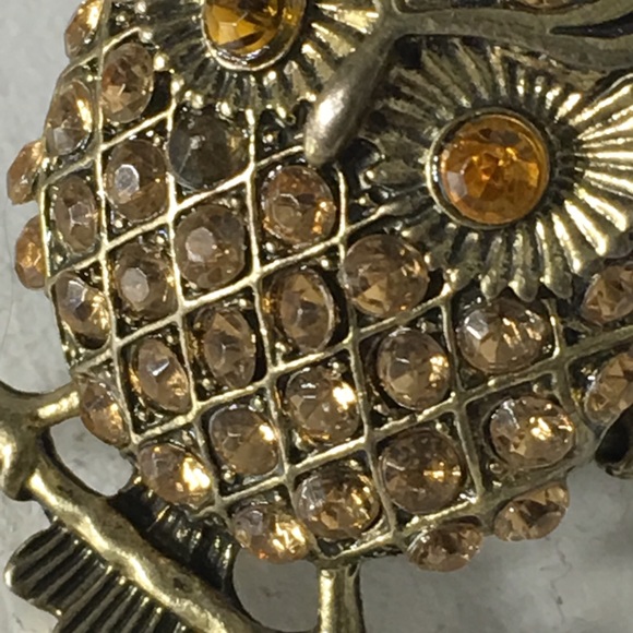 Vintage Rhinestone Owl 🦉Gold Tone Ring - Picture 4 of 8